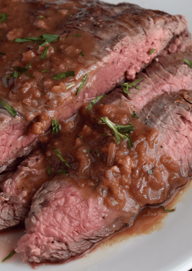 recette bavette à l'échalote, sauce au vinaigre balsamique