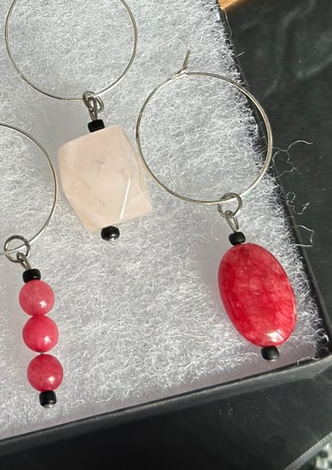 Rosevale Accessories natural gemstone wine charms in pink hues