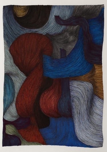 dessin abstrait encres couleurs