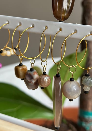Rosevale Accessories natural gemstone wine charms in brown and tan hues