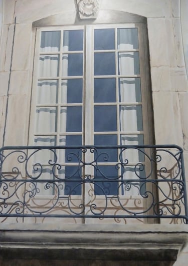 Animer vos façades avec un trompe-l'oeil de fenêtre. Peint directement sur le mur ou sur une toile marouflée ou autres suppor