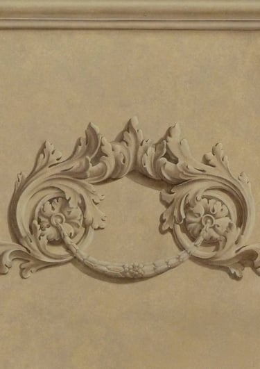 Ornementation, moulures et matière par cette grisaille, ce trompe-l'oeil apporte un style et du raffinement à vos intérieurs.