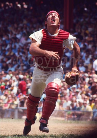 Johnny Bench of the Cincinnati Reds at Crosley Field in 1970 by James Drake for Sports Illustrated