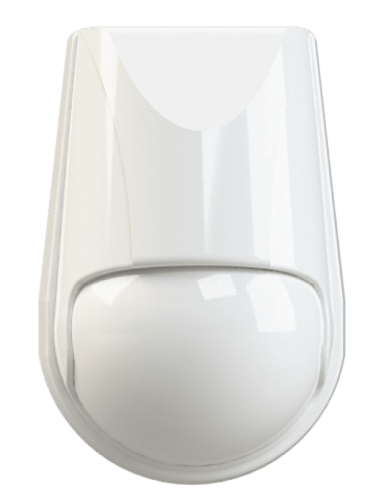 White wall-mounted PIR indoor motion sensor for home security systems.