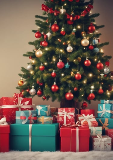 Colorful Christmas ornaments and cozy holiday decorations on a mantel.