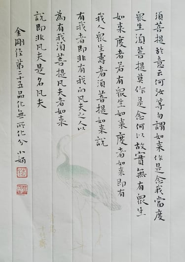袁小娟原创中国书法《金刚经·化无所化分》，书于宣纸，钤朱印