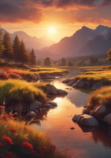 A vibrant digital painting showcasing a colorful abstract landscape, representing the creative spirit of manalartpro.