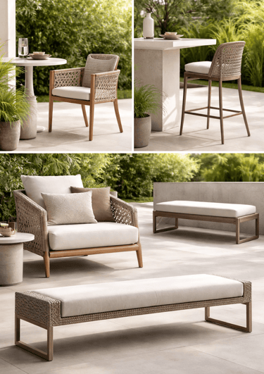 Assentos: cadeiras, banquetas, poltronas, bancos sofisticados para área interna e externa