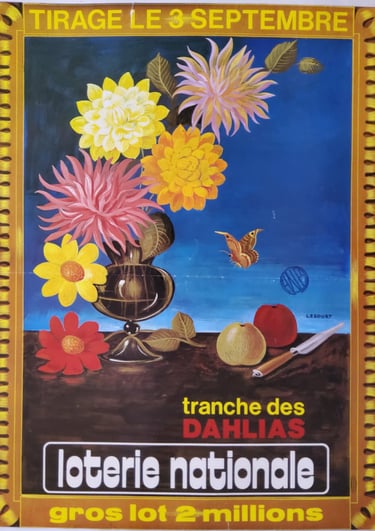 affiche vintage loterie nationale tranche des dahlias