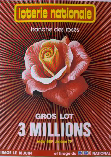 affiche vintage loterie nationale tranche des roses