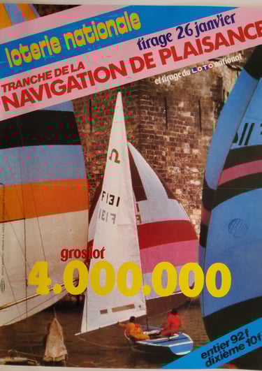 affiche vintage loterie nationale tranche de la navigation de plaisance