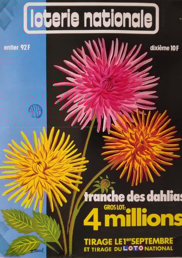 affiche vintage loterie nationale tranche des dahlias