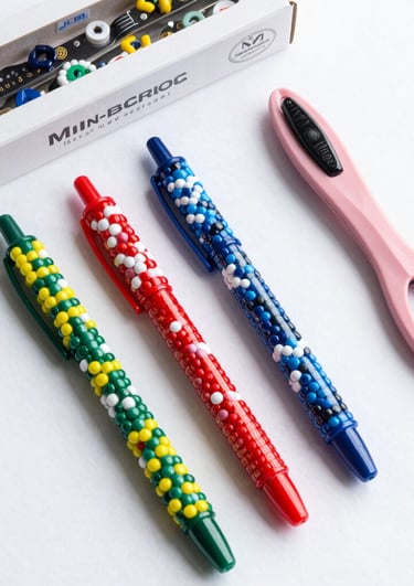 Close-up of colorful beaded bracelets arranged on rustic wooden surface catching soft natural light
