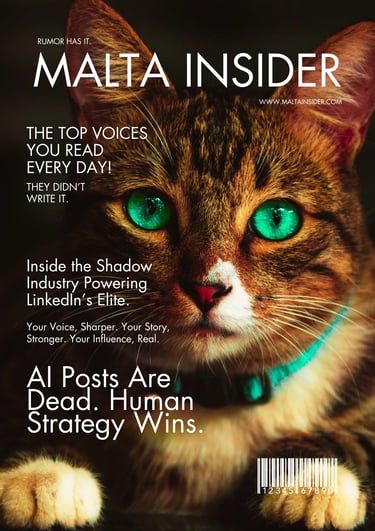 a cat sitting on a magazine cover