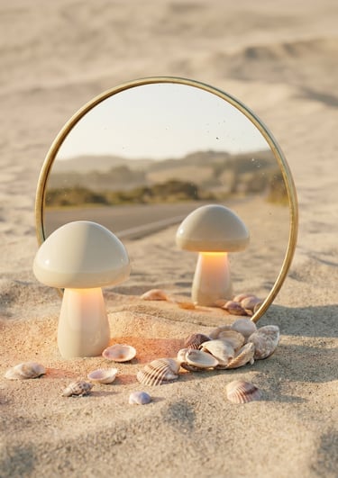 Caprina Table Lamp by Aur Living – Modern mushroom table lamp with warm ambient lighting