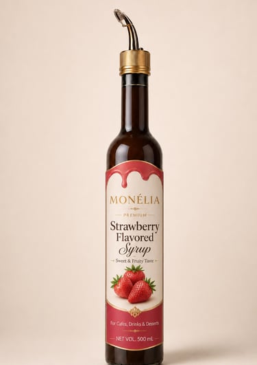 MONÉLIA STRAWBEERY syrup used in iced coffee and specialty drinks