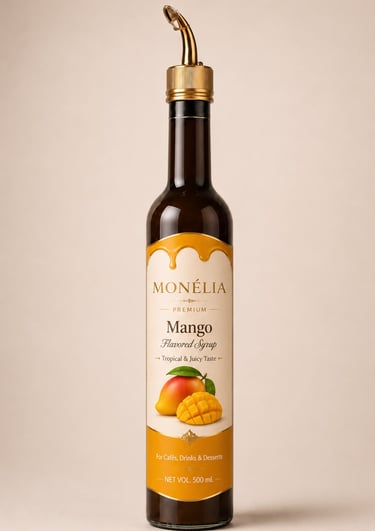 MONÉLIA MANGO syrup used in iced coffee and specialty