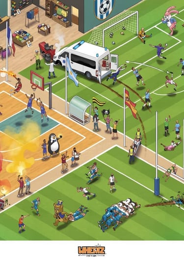 illustration stade foot pour jeu cherche et trouve géant événementiel
