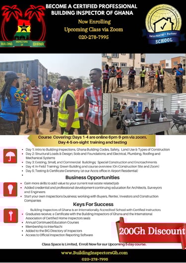 a for certified home inspector training in ghan