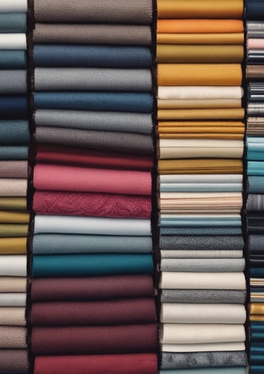 a bunch of different colored fabrics hanging on a wall