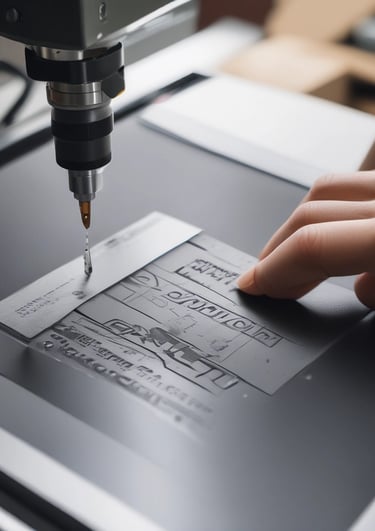 A close-up view of a 3D printer in action, focusing on the extruder head and the partially printed object on the print bed. The object appears to be a circular structure with small, repetitive grooves on its surface.