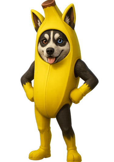 a dog dressed in a banana peeler costume