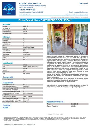 Maison à vendre Capesterre