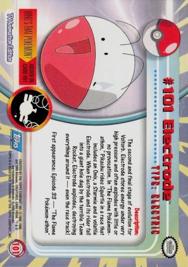 101 Electrode Topps Pokémon series 2 US back