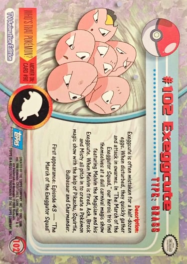 102 Exeggcute Topps Pokémon Topps series 2 US back