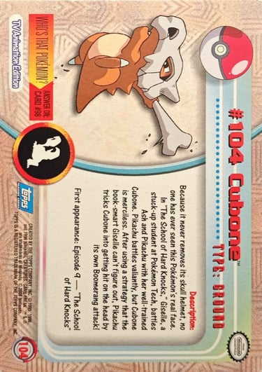 104 Cubone Topps Pokémon series 2 US back