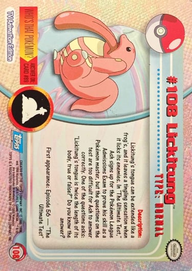 108 Lickitung Topps Pokémon series 2 US back