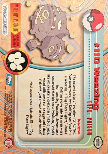 110 Weezing Topps Pokémon series 2 US back