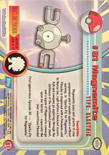 81 Magnemite Topps Pokémon series 2 US back