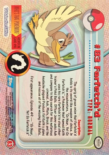 83 Farfetch'd Topps Pokémon series 2 US back