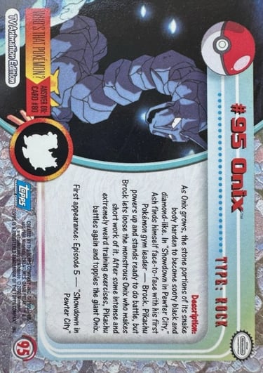 95 Onix Topps Pokémon series 2 US back