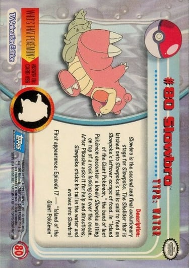 80 Slowbro Topps Pokémon series 2 US back
