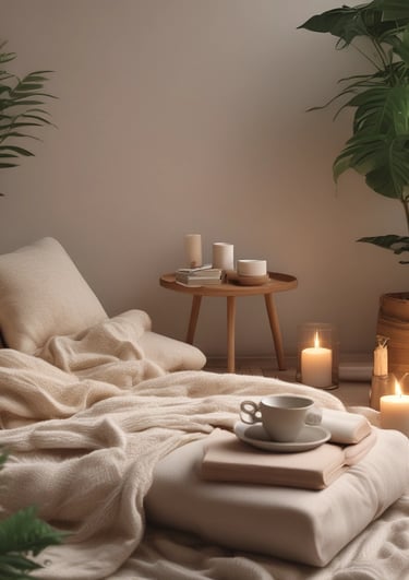 A warm cup of tea beside a stack of books.