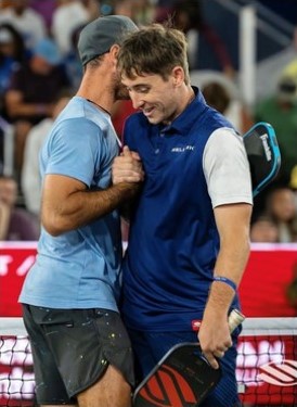Dylan Frazier and JW Johnson celebrate after securing the Mesa Open Championship