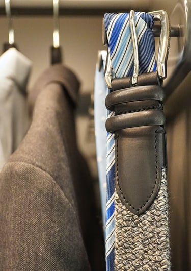 gray woven belt in wardrobe | olio my shop