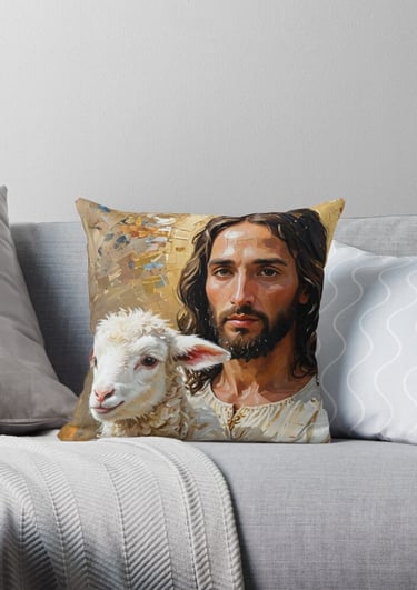 a man with a goat in a living room