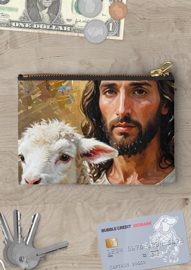 a picture of a man with a goat in a wallet
