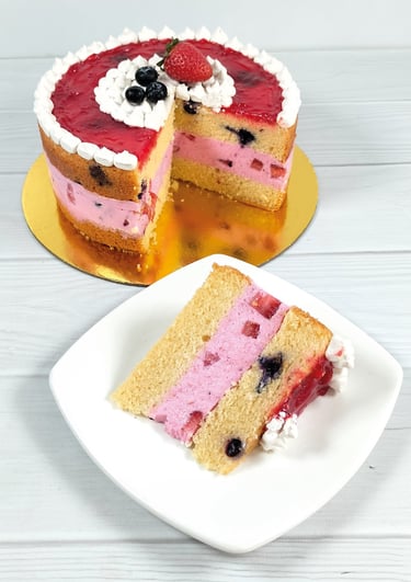 a cake with a slice taken out of it