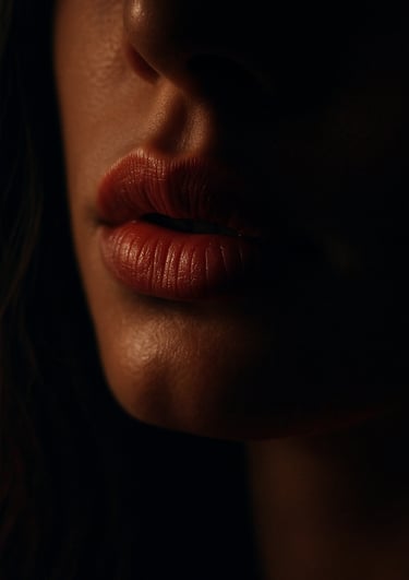 a close up of a woman's sexy red lips, slightly parted. sexy photos and videos to sell