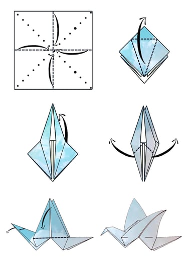 Istruzioni per creare una Cicogna di origami con la carta