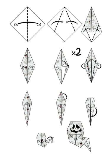 Istruzioni per creare un Fantasma di origami con la carta