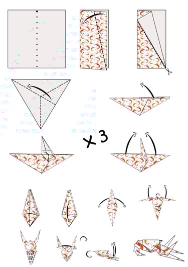 Istruzioni per creare un Gambero di origami con la carta