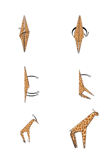 Istruzioni per creare una giraffa in origami con la carta