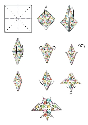 Istruzioni per creare un Gufo di origami con la carta