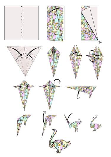 Istruzioni per creare un Oca di origami con la carta