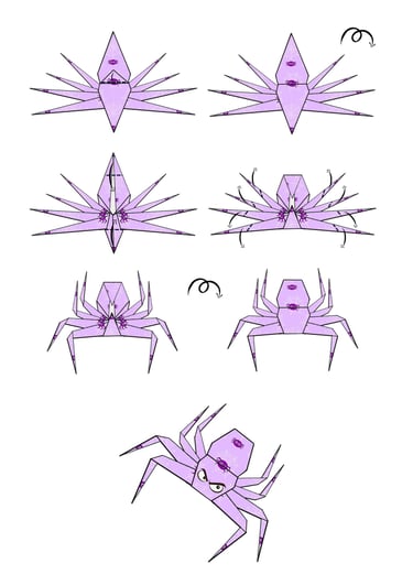 Istruzioni per fare un Ragno di carta con la tecnica degli origami